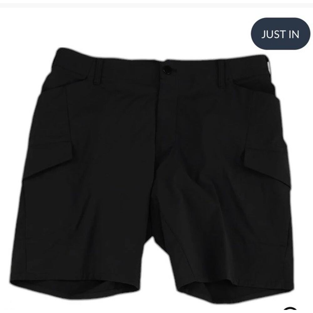 Lululemon Canvas Hiking Cargo Shorts Mens 34 Black Elastic & Zipper 34